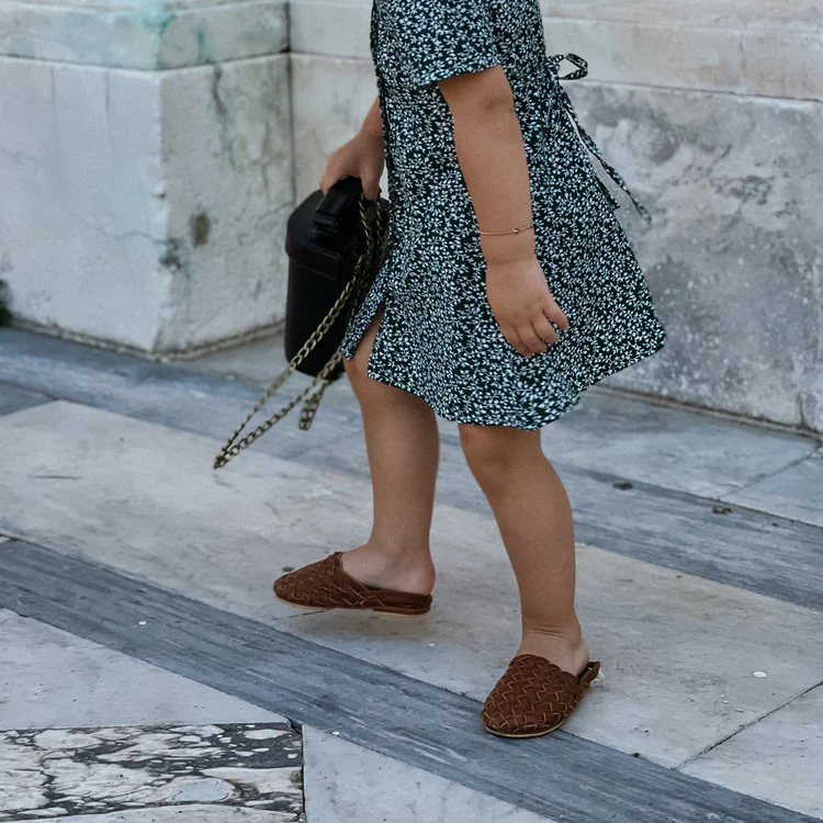Handwoven Leather Mules For Kids