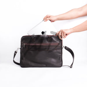 Parker Slim Leather Laptop Bag-Dark Brown