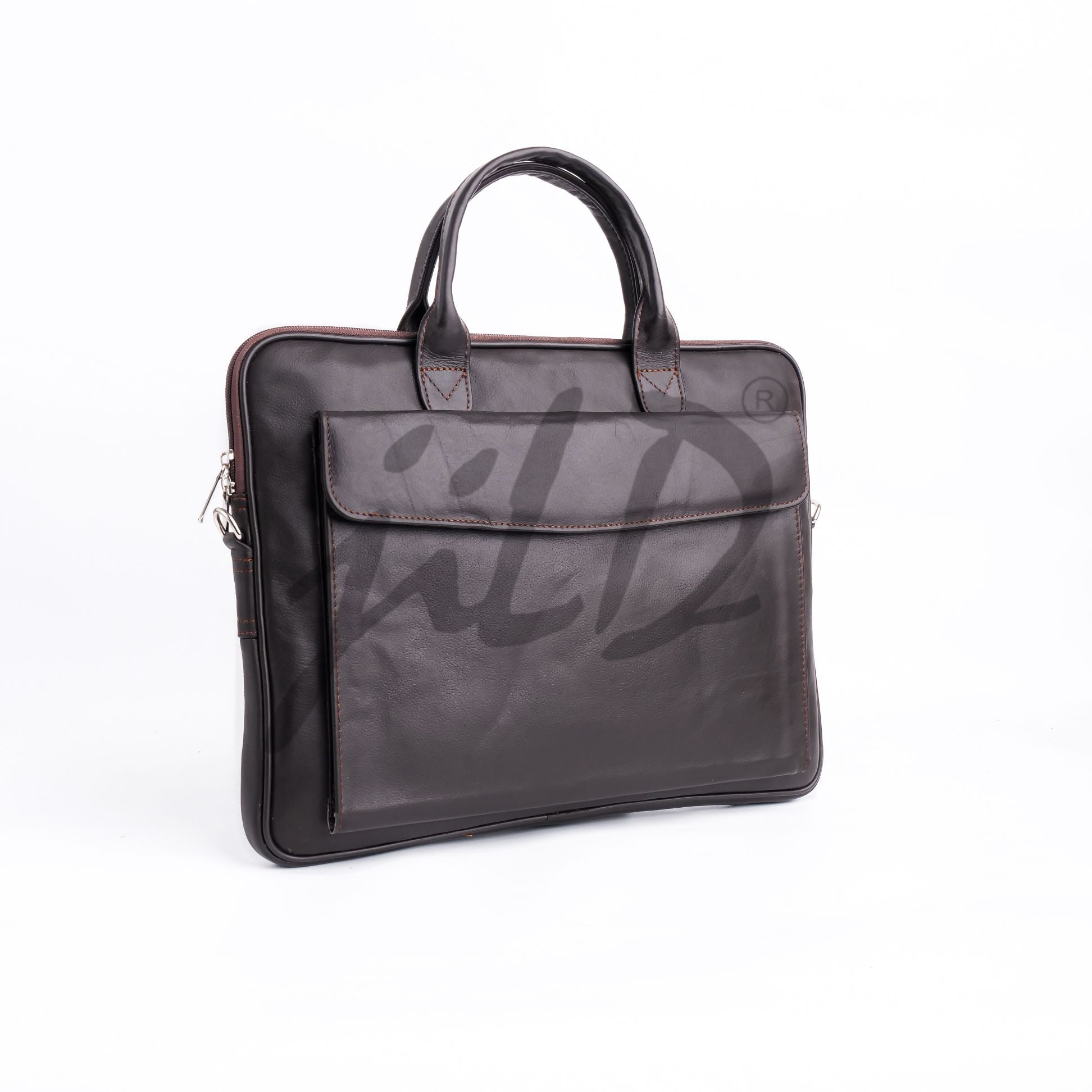 Parker Slim Leather Laptop Bag-Dark Brown