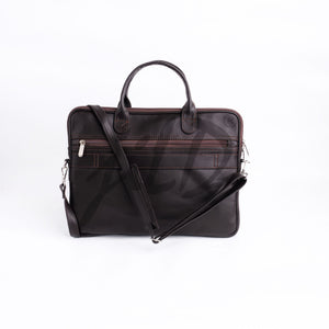 Parker Slim Leather Laptop Bag-Dark Brown