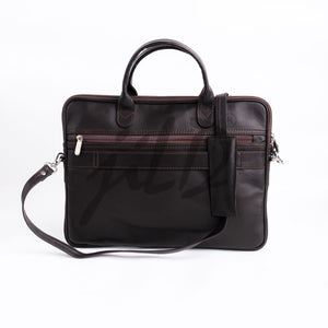 Parker Slim Leather Laptop Bag-Dark Brown