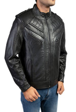 Load image into Gallery viewer, Charlie Mens Leather Jacket-Black
