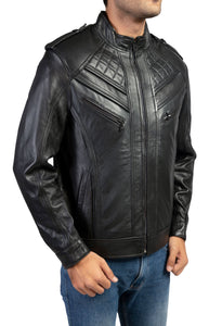 Charlie Mens Leather Jacket-Black