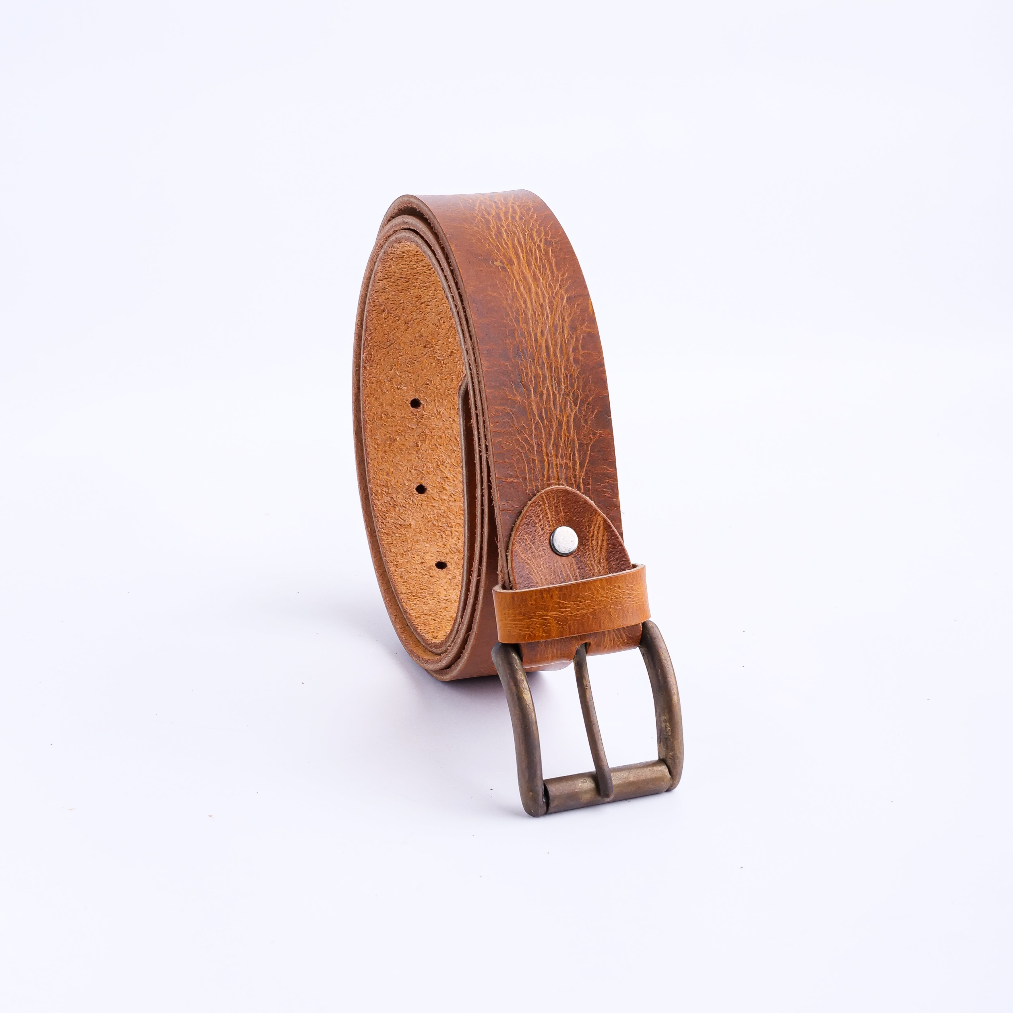 Rustic Leather Casual Jeans Belt For Men - Saddle Tan