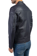 Load image into Gallery viewer, Blue Mens Pure Sheep Leather Zipper Jacket
