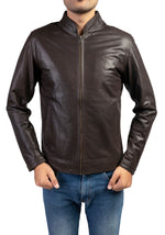 Load image into Gallery viewer, Mens Cow Leather Jacket Collar Style-Brown
