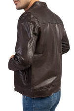Load image into Gallery viewer, Mens Cow Leather Jacket Collar Style-Brown
