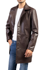 Load image into Gallery viewer, Jild Men&#39;s Classic Real Leather Trench Coat
