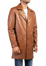 Load image into Gallery viewer, Jild Men&#39;s Classic Real Leather Trench Coat
