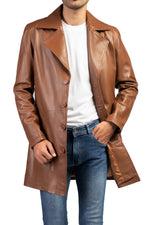 Load image into Gallery viewer, Jild Men&#39;s Classic Real Leather Trench Coat
