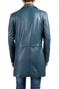 Jild Men's Classic Real Leather Trench Coat