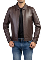 Load image into Gallery viewer, Men&#39;s Harrington Collar Shirt Premium Leather Jacket
