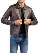 Load image into Gallery viewer, Men&#39;s Harrington Collar Shirt Premium Leather Jacket
