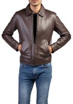 Load image into Gallery viewer, Men&#39;s Harrington Collar Shirt Premium Leather Jacket
