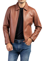 Load image into Gallery viewer, Men&#39;s Harrington Collar Shirt Premium Leather Jacket
