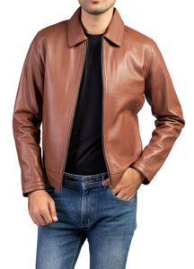 Men's Harrington Collar Shirt Premium Leather Jacket