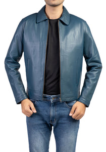 Men's Harrington Collar Shirt Premium Leather Jacket