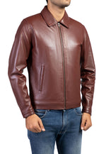 Load image into Gallery viewer, Men&#39;s Harrington Collar Shirt Premium Leather Jacket
