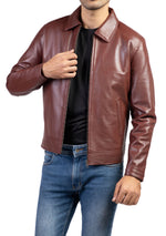 Load image into Gallery viewer, Men&#39;s Harrington Collar Shirt Premium Leather Jacket
