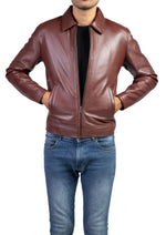 Load image into Gallery viewer, Men&#39;s Harrington Collar Shirt Premium Leather Jacket
