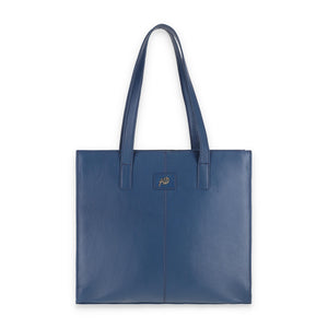 Everyday Women's Leather  Zipper Tote Bag-Midnight Blue