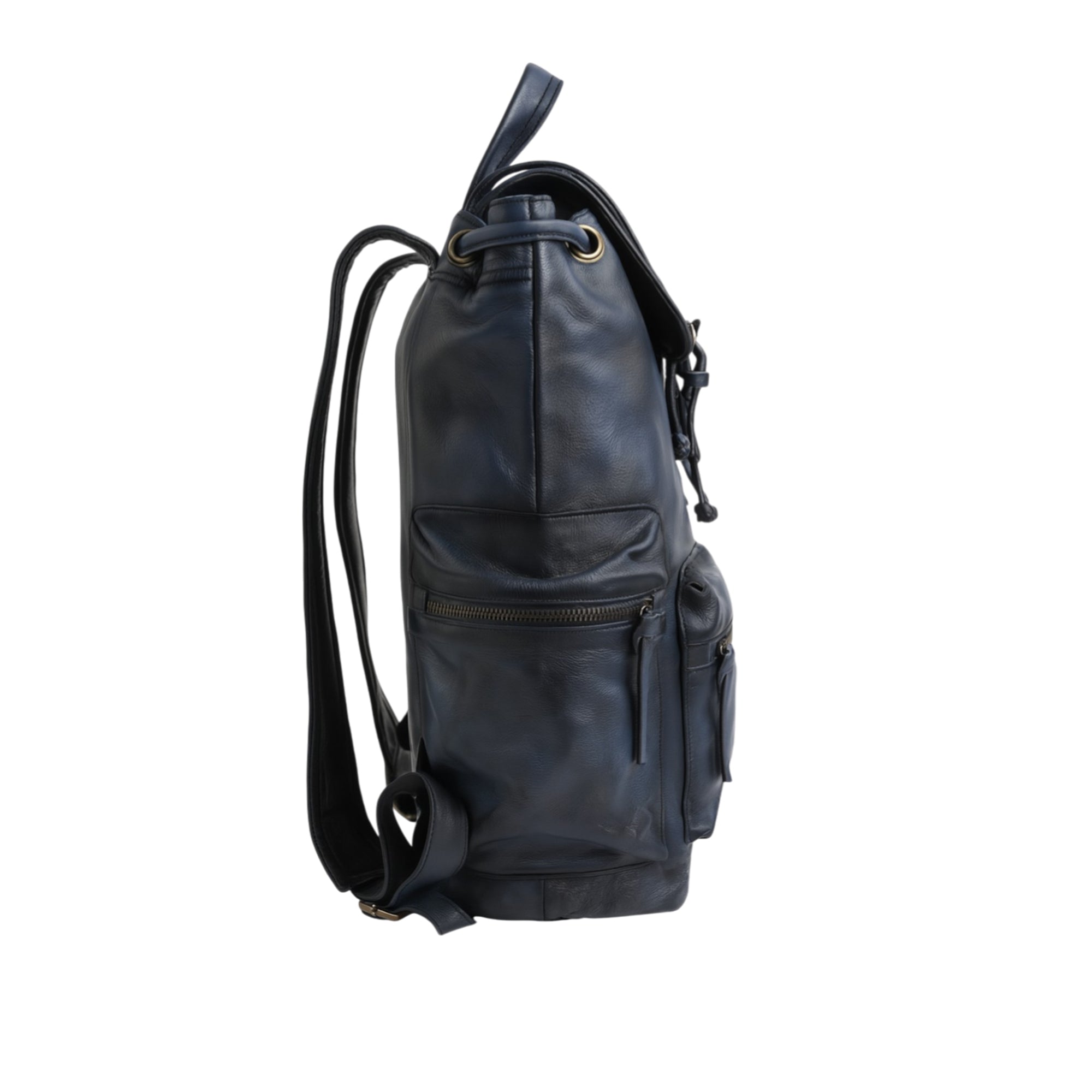 Leather Backpack Travel Laptop Office Bag - Vintage Blue