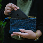 Load image into Gallery viewer, Coffer Mini Handwoven Leather Zipper Clutch-Blue
