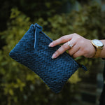 Load image into Gallery viewer, Coffer Mini Handwoven Leather Zipper Clutch-Blue

