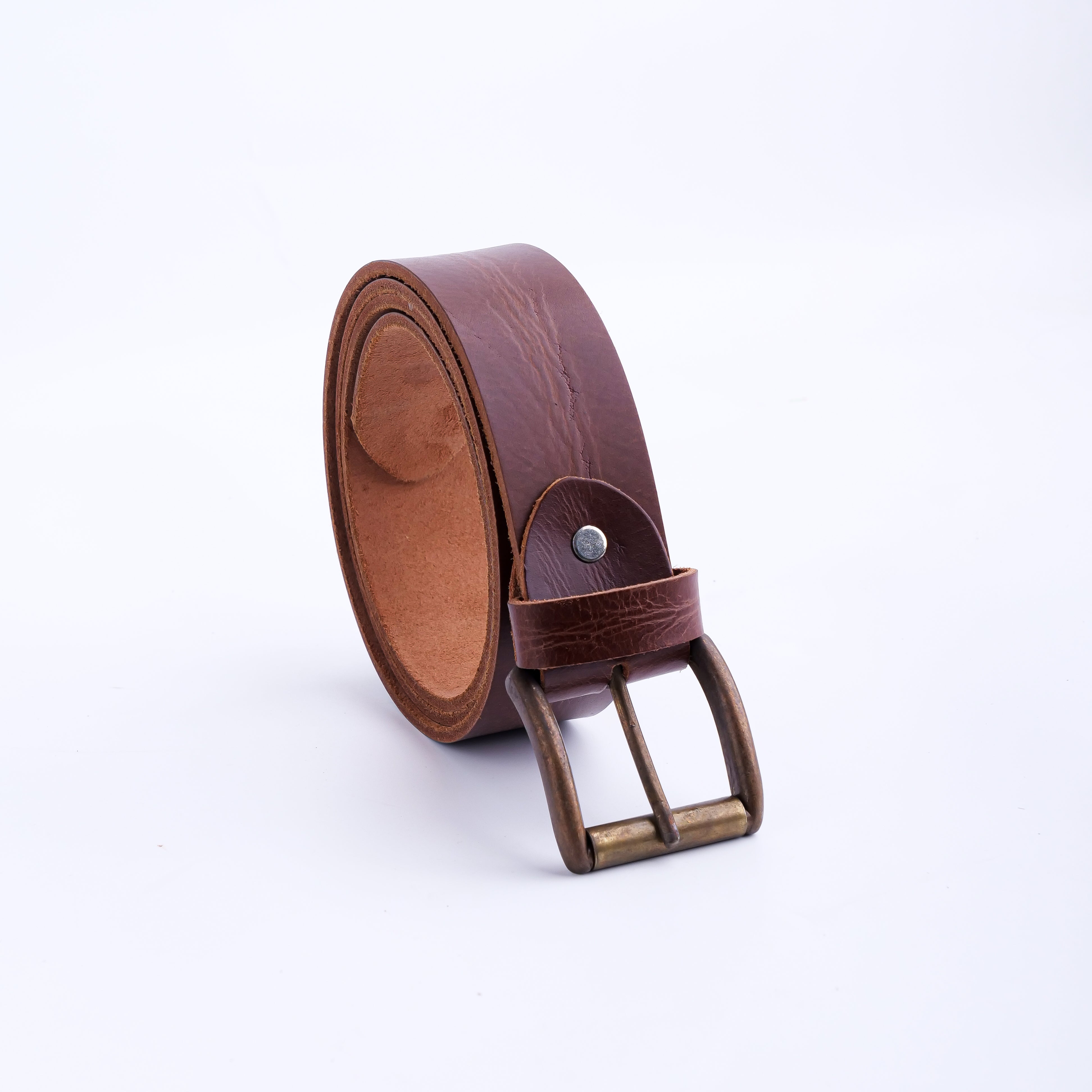 Rustic Leather Casual Jeans Belt For Men - Cognac Brown