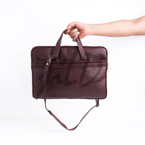 The Founder Ultra Slim Leather Laptop Bag-Burgundy