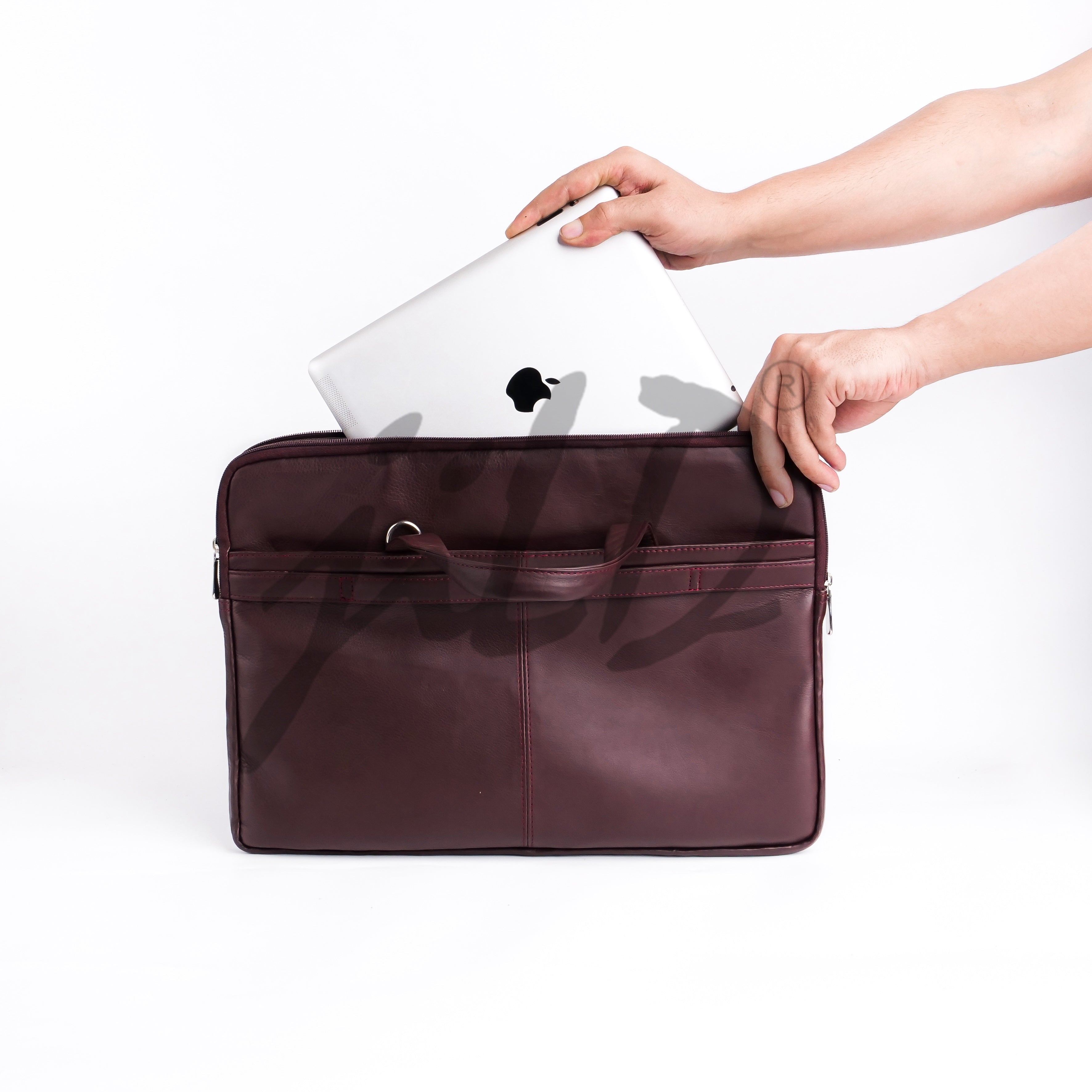 The Founder Ultra Slim Leather Laptop Bag-Burgundy
