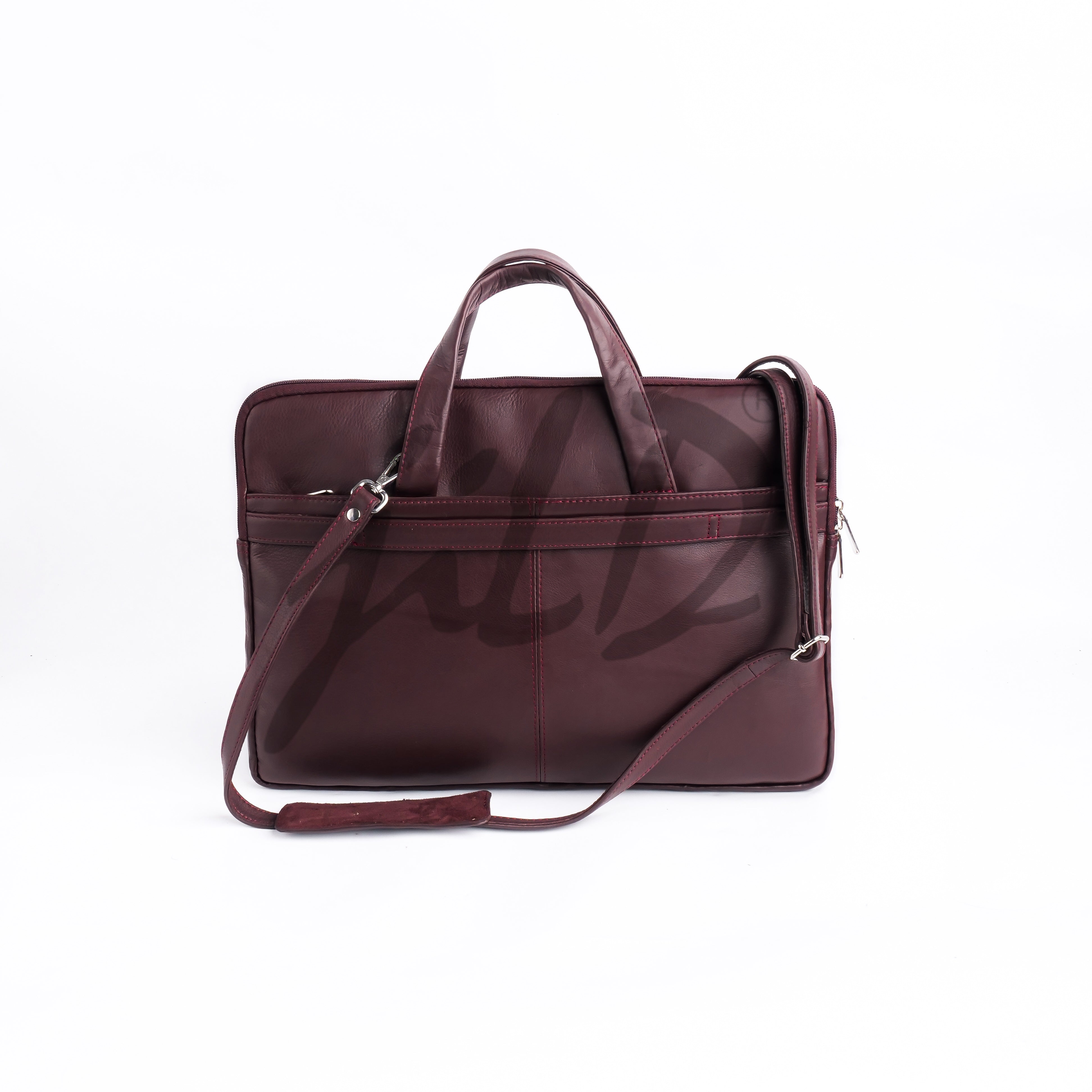 The Founder Ultra Slim Leather Laptop Bag-Burgundy