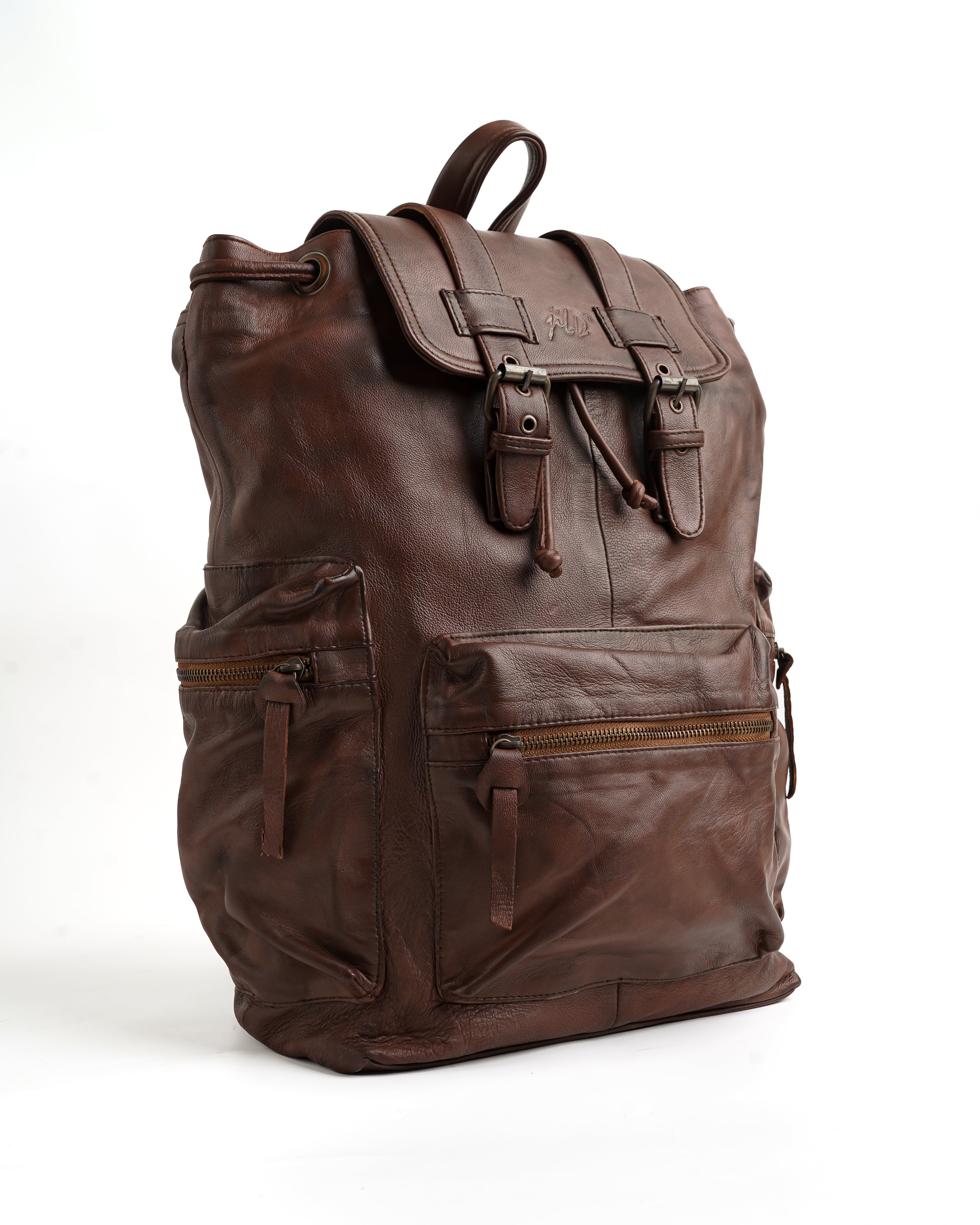 Leather Backpack Travel Laptop Office Bag - Tan