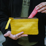 Load image into Gallery viewer, Coffer Mini Handwoven Leather Zipper Clutch-Yellow

