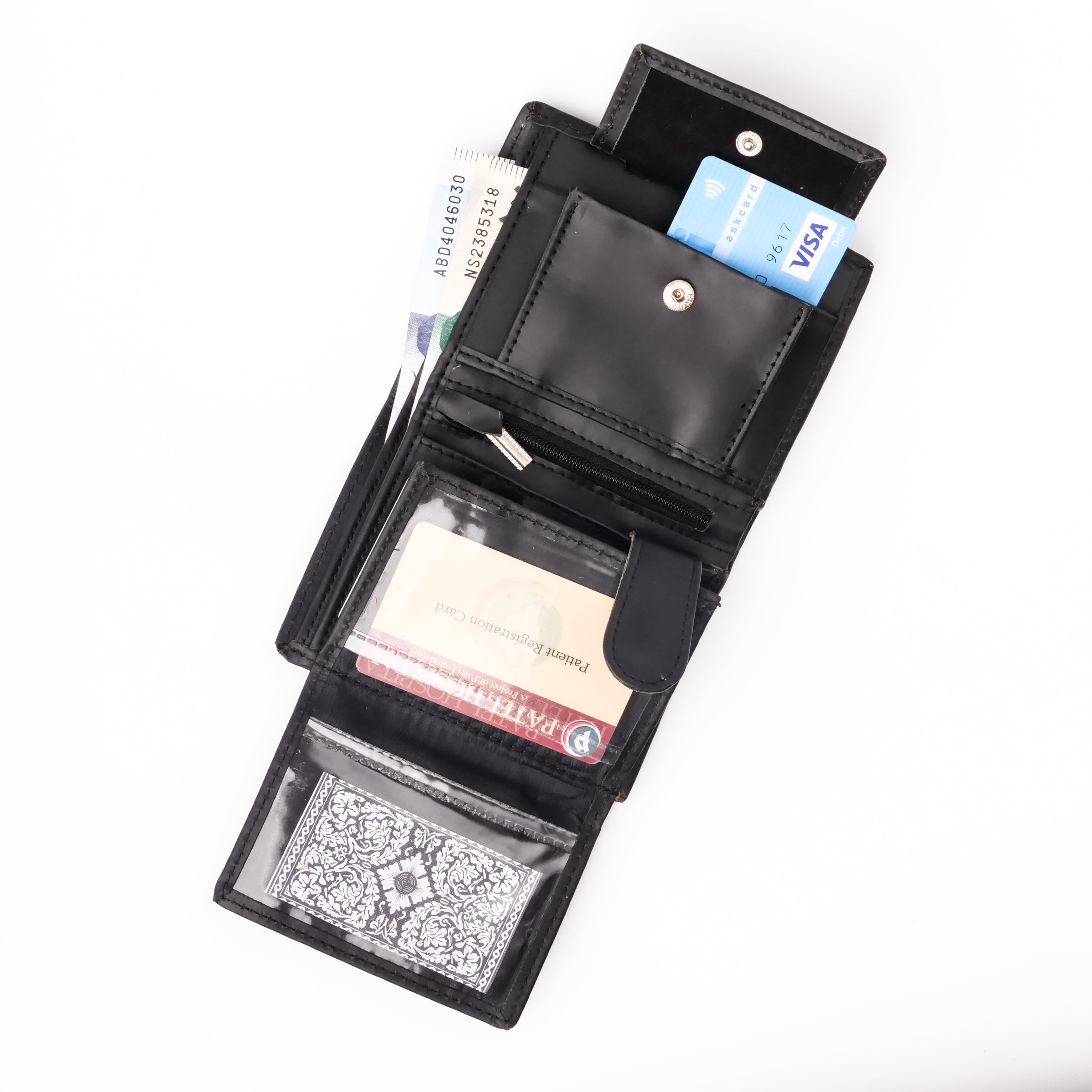 Compact Leather Wallet-Black