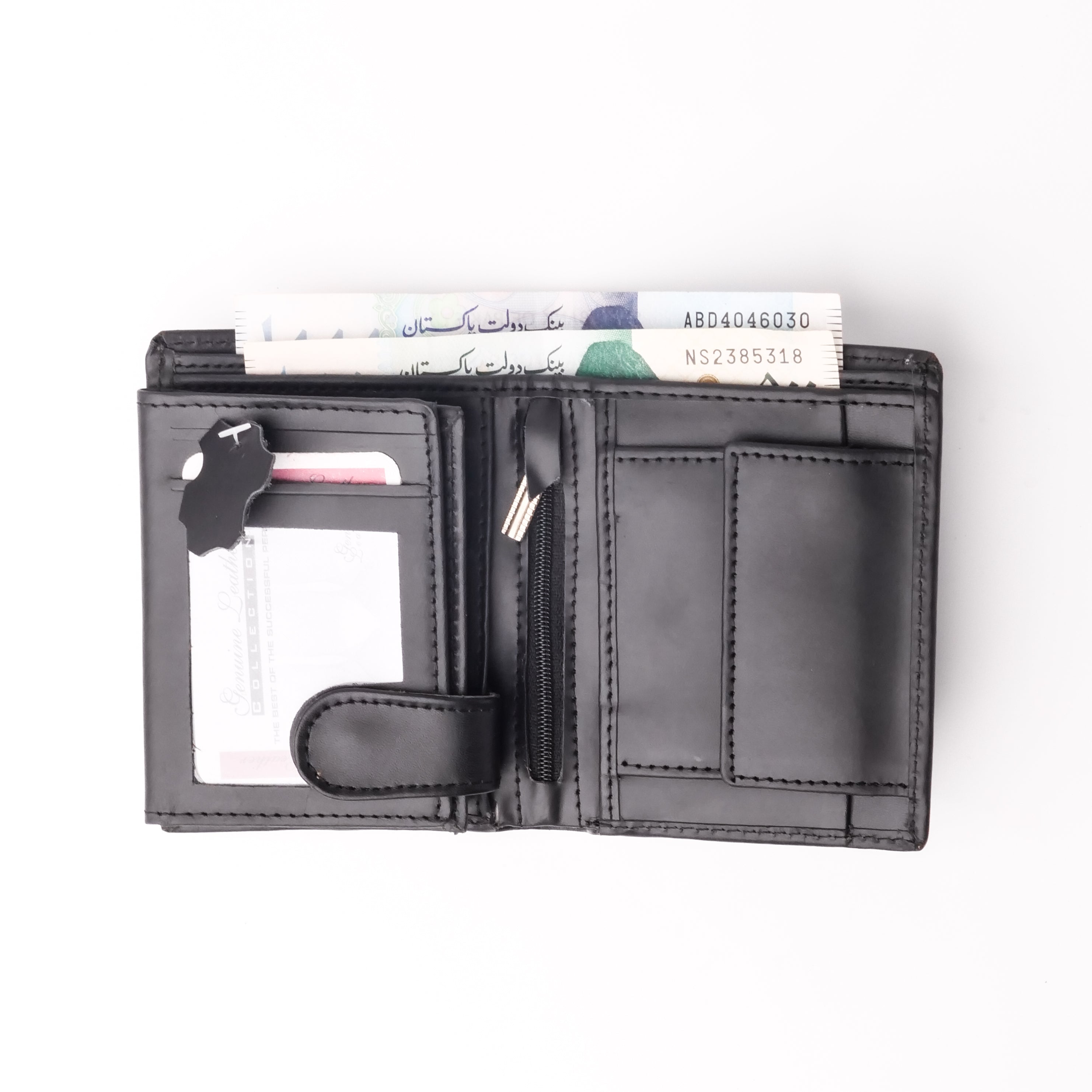 Compact Leather Wallet-Black