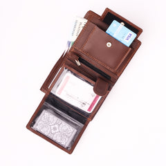 Compact Leather Wallet-brown