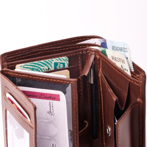 Compact Leather Wallet-brown