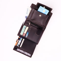 Compact Leather Wallet-Burgundy