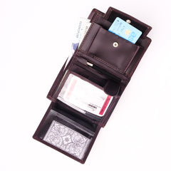 Compact Leather Wallet-Burgundy