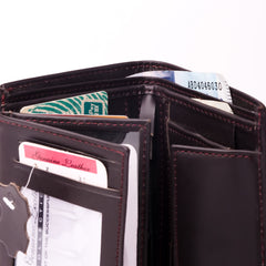 Compact Leather Wallet-Burgundy