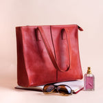 Load image into Gallery viewer, Everyday Women&#39;s Leather  Zipper Tote Bag-Candy Red
