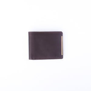 Mens Pure Leather Wallet Bifold Brown stripe
