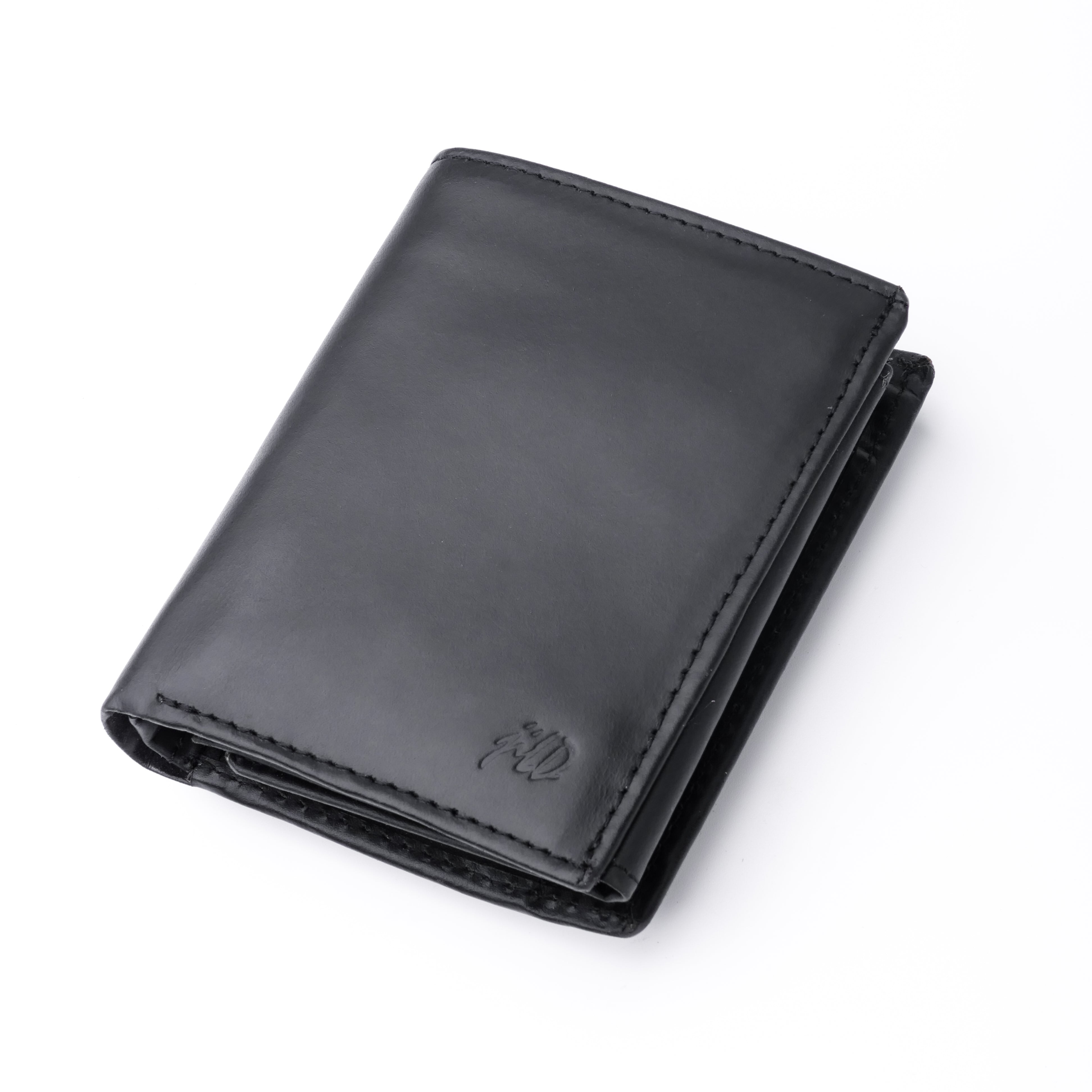 Compact Leather Wallet-Black