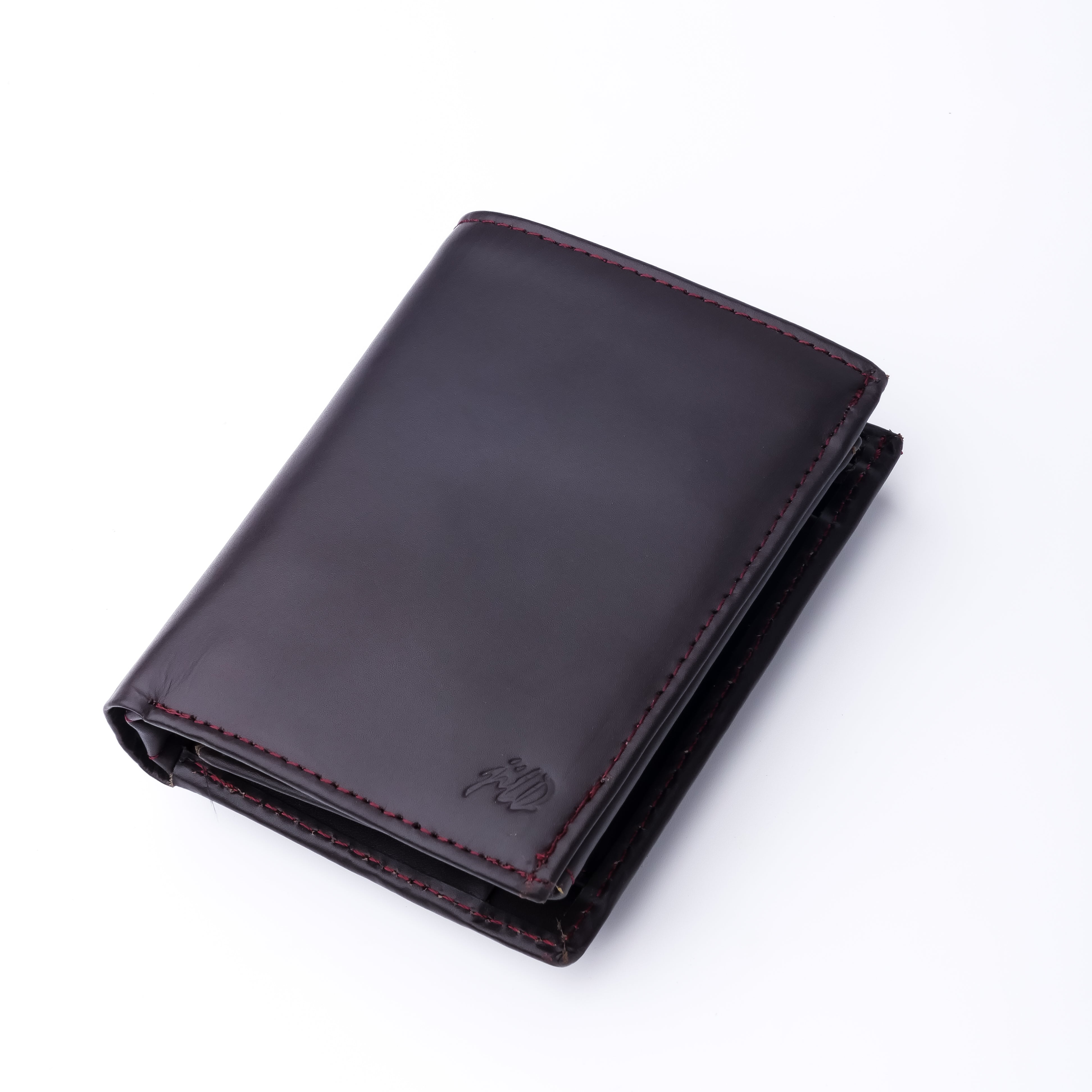 Compact Leather Wallet-Burgundy