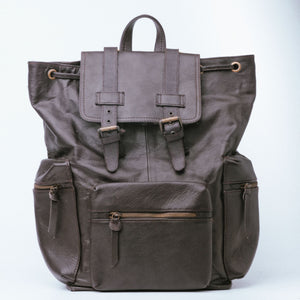 Leather Backpack Travel Laptop Office Bag- Brown