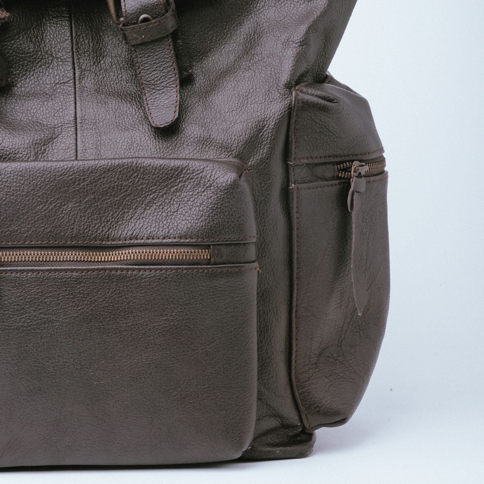 Leather Backpack Travel Laptop Office Bag- Brown