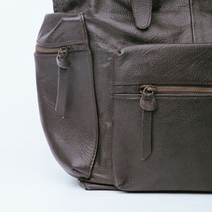 Leather Backpack Travel Laptop Office Bag- Brown
