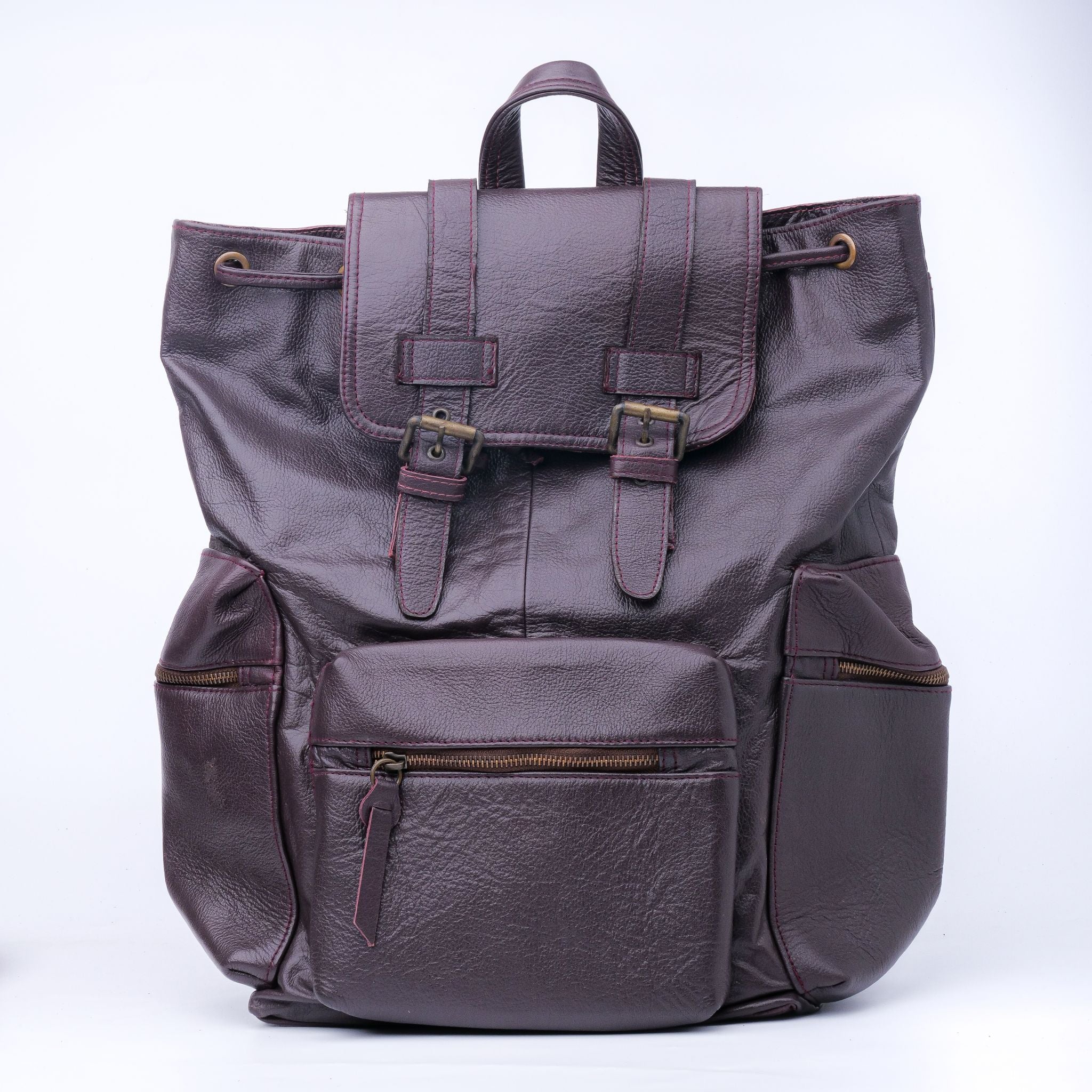 Leather Backpack Travel Laptop Office Bag -Chestnut