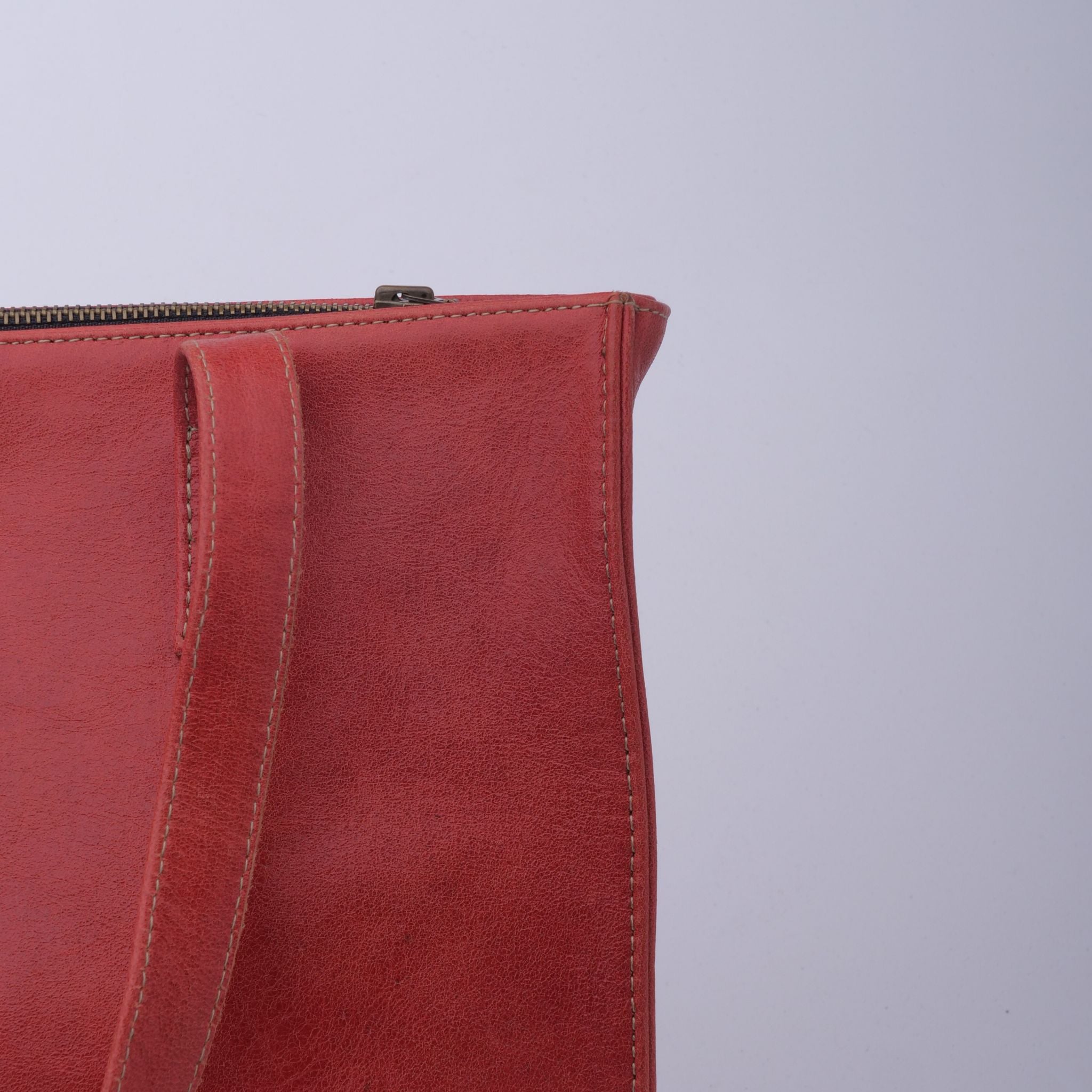 Everyday Women's Leather  Zipper Tote Bag-Candy Red